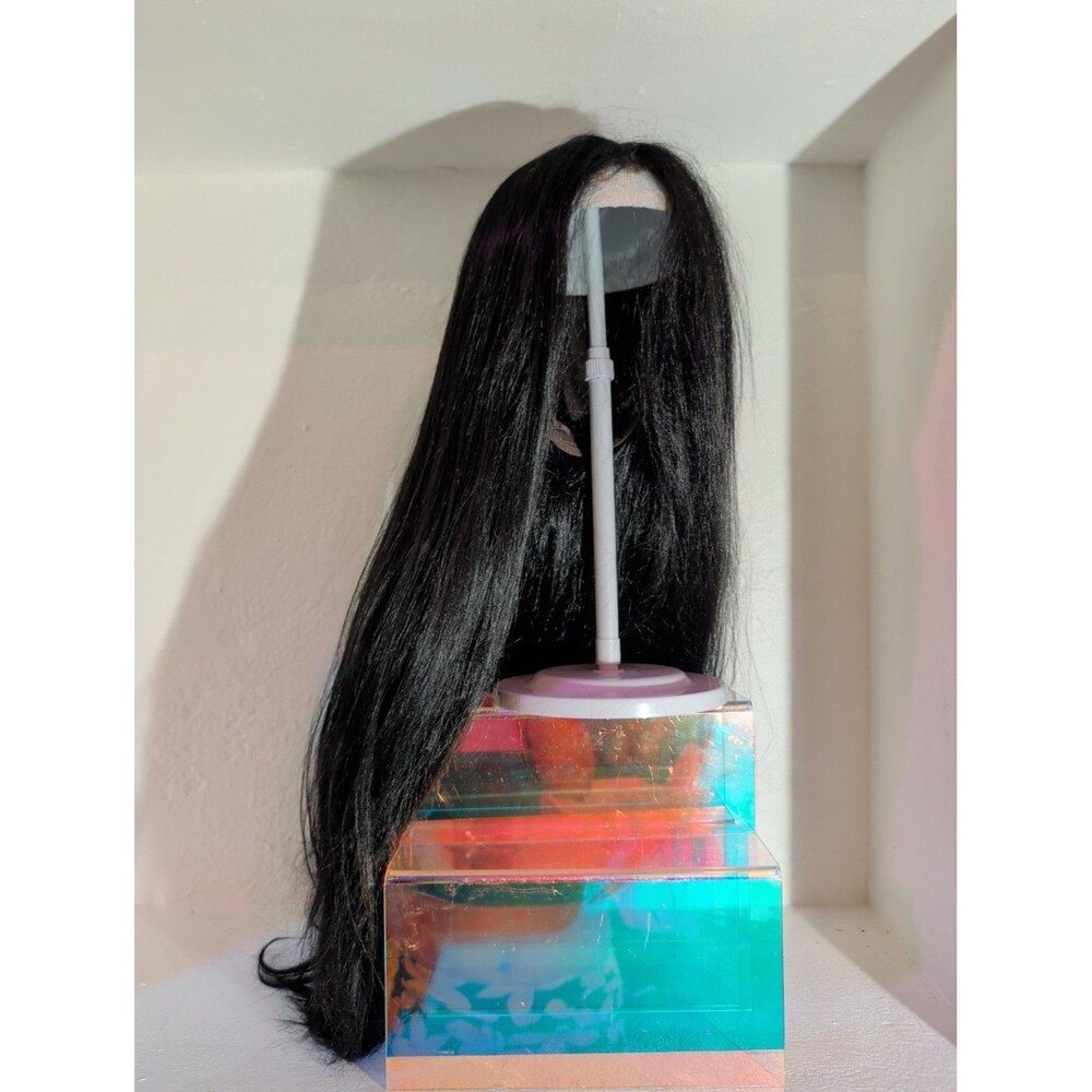 30" 100% Human Hair Wig Black Straight HD Lace Front Long Natural Used Once